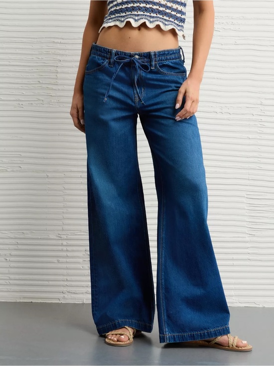 American Eagle Outfitters Denim - AE Dreamy Drape Strigid Low-Rise Ultra Wide-Leg Jean